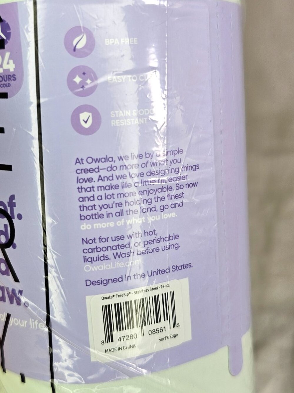 NWT Owala FreeSip Insulated Stainless Steel Water Bottle 24oz 710ml Surf's Edge - Picture 4 of 7